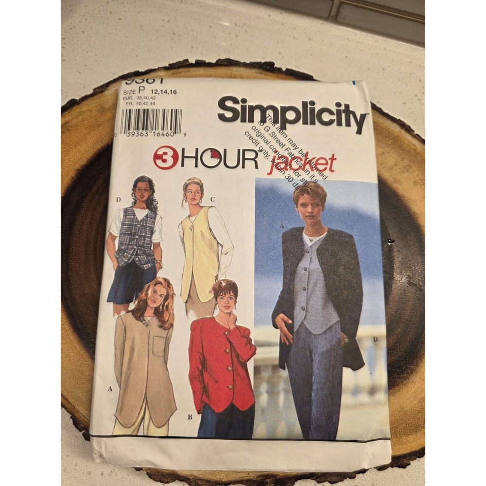 9361 Simplicity Sewing Pattern Misses 3HR Jacket Vest Career Casual UC Sz 18-22